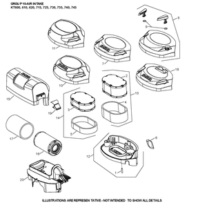 Kt740-3095 Air Intake Diagram and Parts List for KT740-3095  Cub Cadet Lawn Tractor